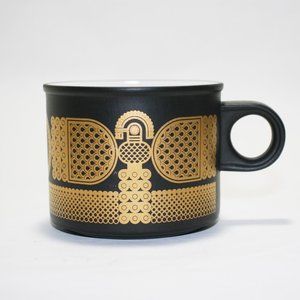 Midas Hornsea England Black & Gold Coffee Mug Cup Gold Details EUC (No Returns)